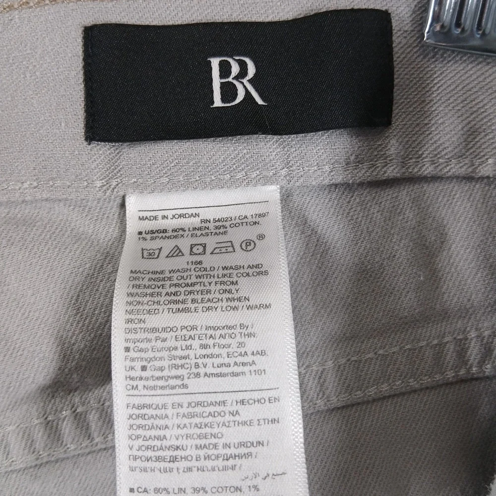 Banana Republic Mens 36x32 Slim Fit Linen Blend Pants Stone Beige Khaki